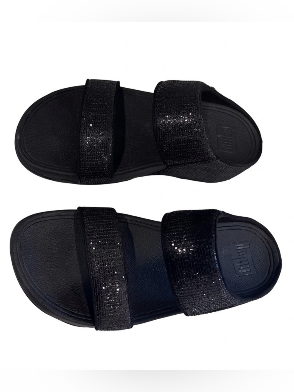 FitFlop Black Glitter Sparkle Sandals Size 6 / EU 37